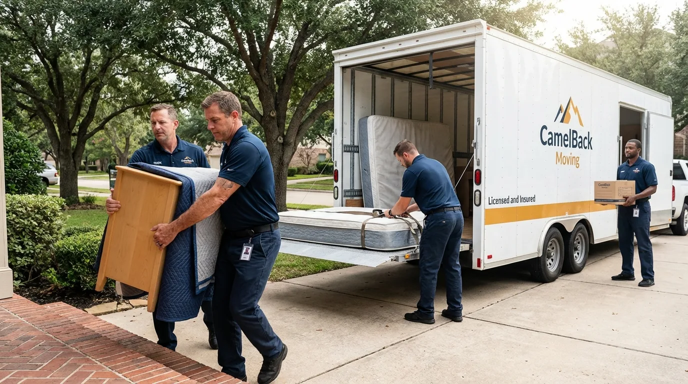 Crew loading residential truck for cross-state move from Osburn, ID