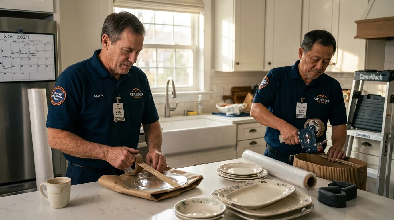 Professional crew packing kitchen dishware in Osburn, ID